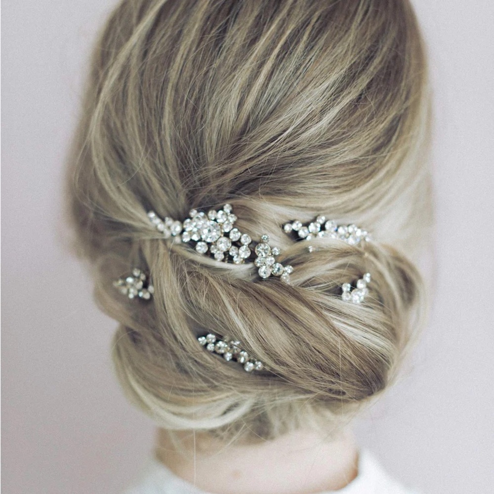 Champagne Bubbles bridal hairpins